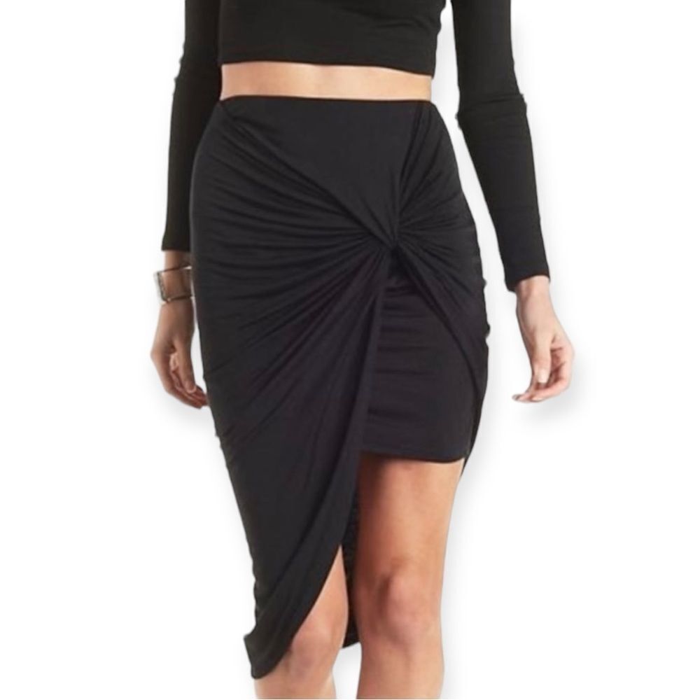 🔃Charlotte Russe Black Pencil High Waist Ruched Stretchy Bodycon Skirt